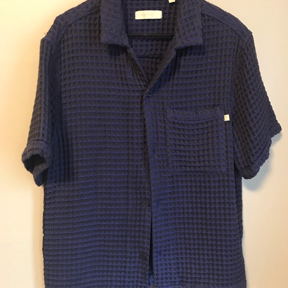 Mens/womens  Bright Blue Textured Button down shirt by Standard/cloth